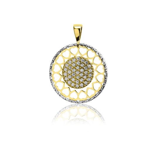 Zawieszka złota ażurowa z cyrkoniami