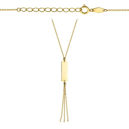 Złoty naszyjnik z blaszką i łańcuszkami