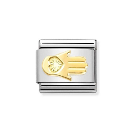 Element link do bransoletek Nomination Composable Stal + złoto 18k  ręka fatimy
