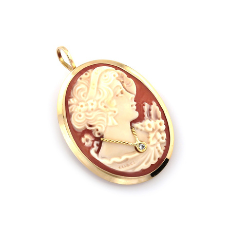 Zawieszka złota owalna Kamea