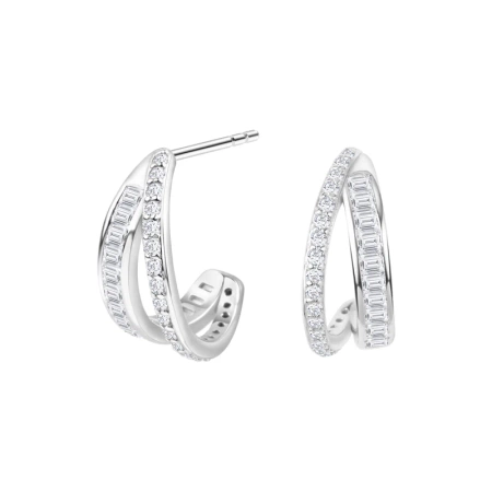 Kolczyki srebrne półkółka z cyrkoniami