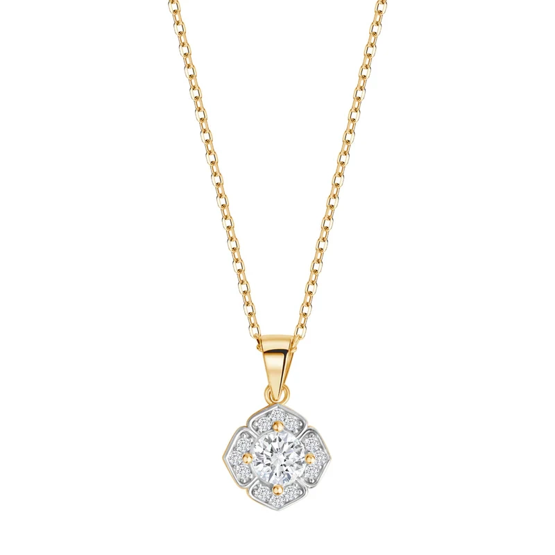 Naszyjnik pozłacany z zawieszką z cyrkoniami