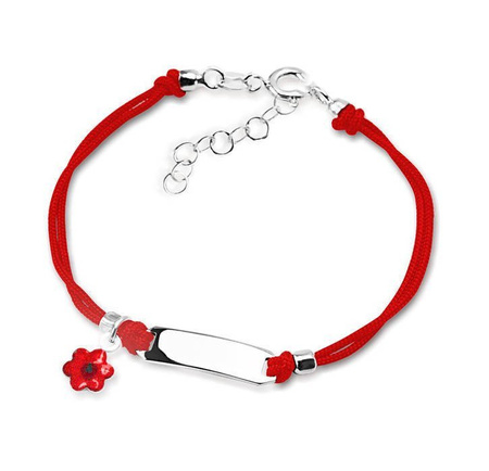 Bransoletka dziecięca czerwony sznurek kwiatek