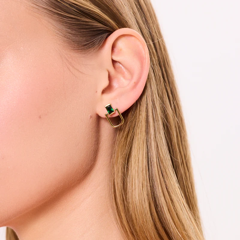 Kolczyki pozłacane z zielonymi cyrkoniami