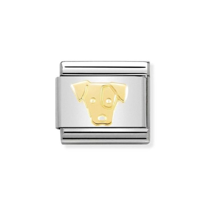 Element link do bransoletek Nomination Composable stal + złoto 18k pies Jack Russell