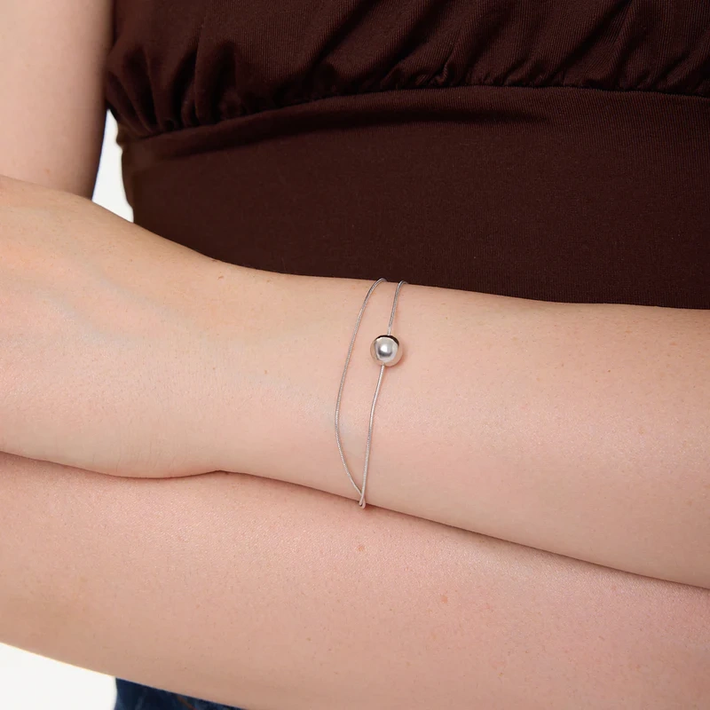 Bransoletka srebrna z kulką