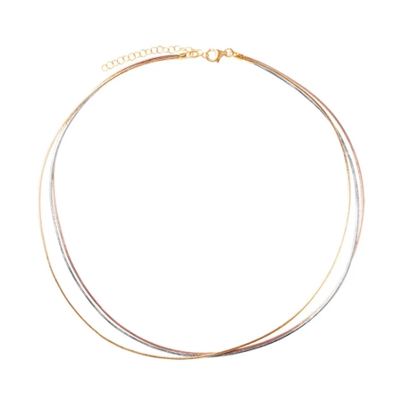 Naszyjnik potrójny łańcuszek linka sztywny trójkolorowy
