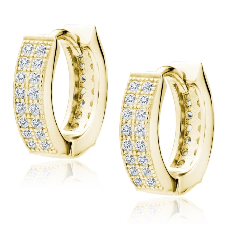 Srebrne pozłacane kolczyki koła z cyrkoniami dwa rzędy