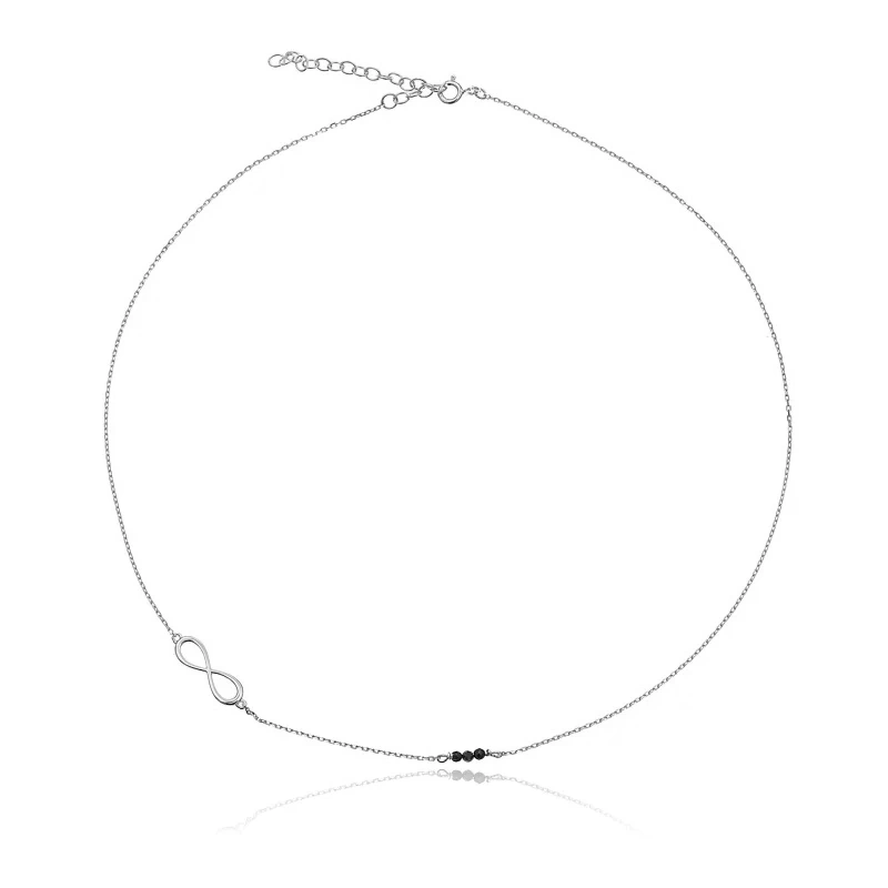 Bransoletka srebrna nieskończoność z onyksem