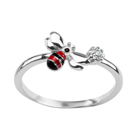 Srebrny pierścionek z owadem i cyrkonią