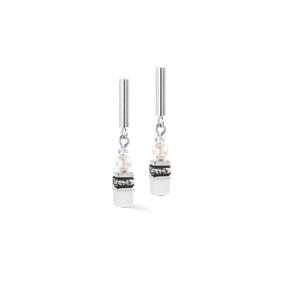 Kolczyki Mini Fusion Pearls srebrno-białe