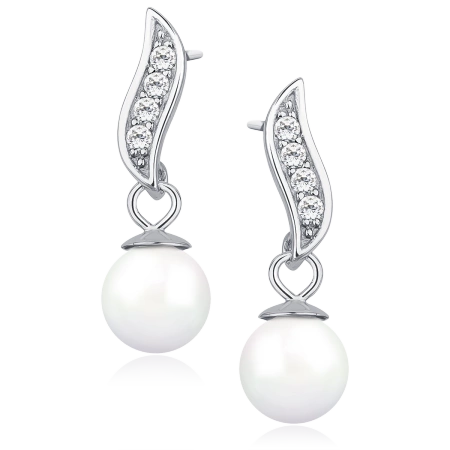 Kolczyki srebrne z perłą i cyrkoniami