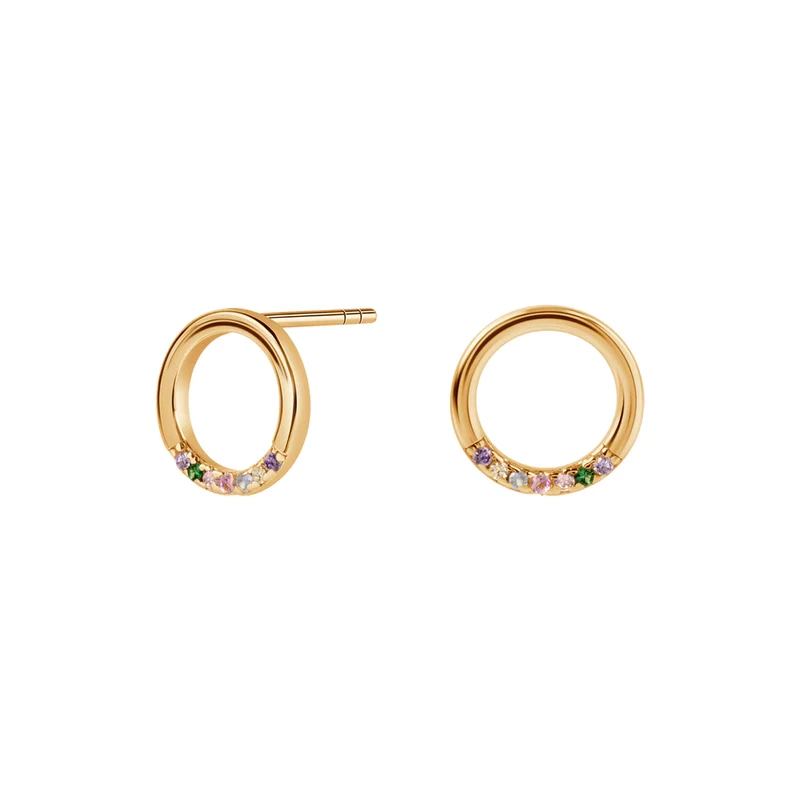 Kolczyki pozłacane z kolorowymi cyrkoniami