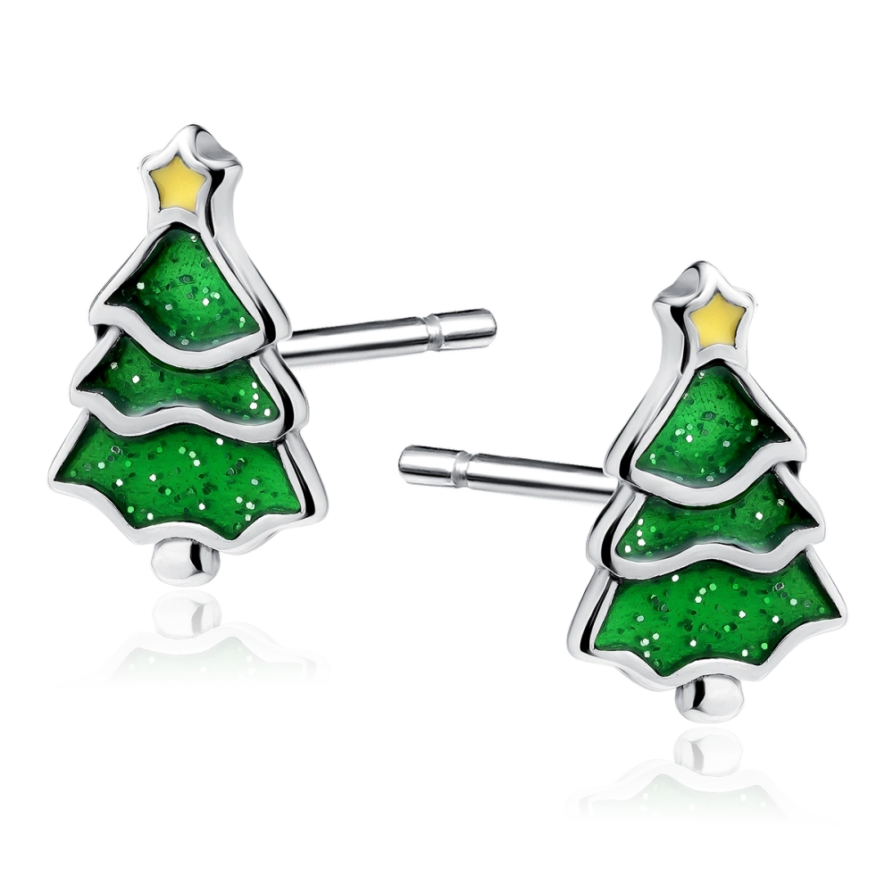 Kolczyki srebrne choinki