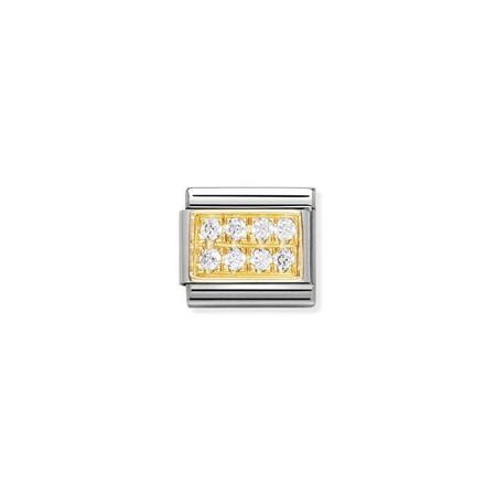 Element link do bransoletek Nomination Composable Stal + Złoto 18k prostokąt z cyrkoniami