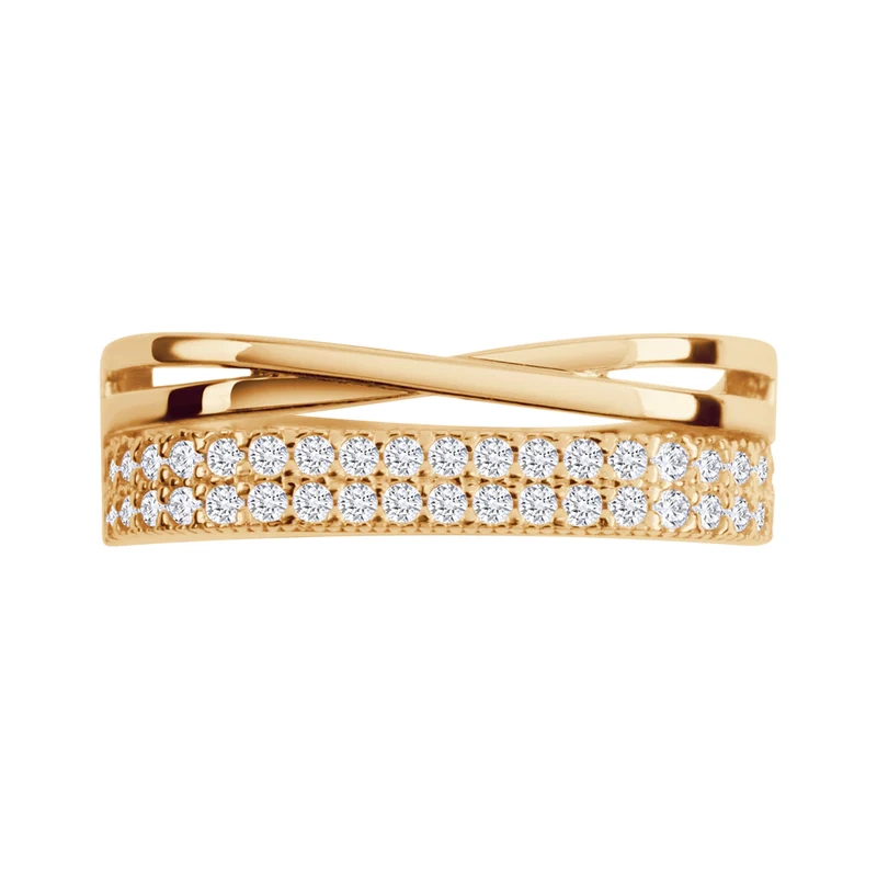 Pierścionek pozłacany z cyrkoniami