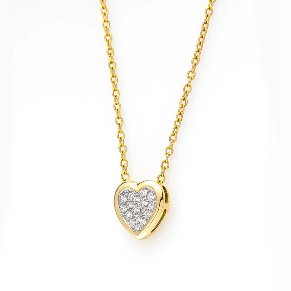 Złoty naszjnik serce z diamentami