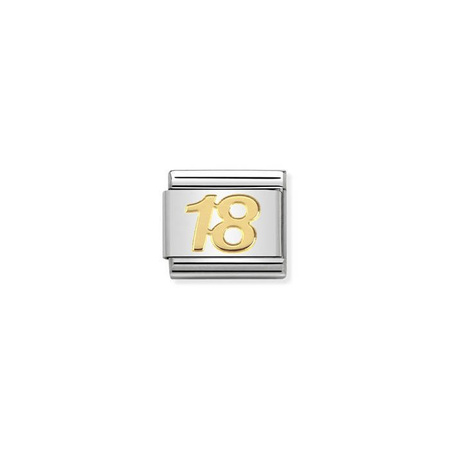Element link do bransoletek Nomination Composable Stal + Złoto 18k cyfra 18