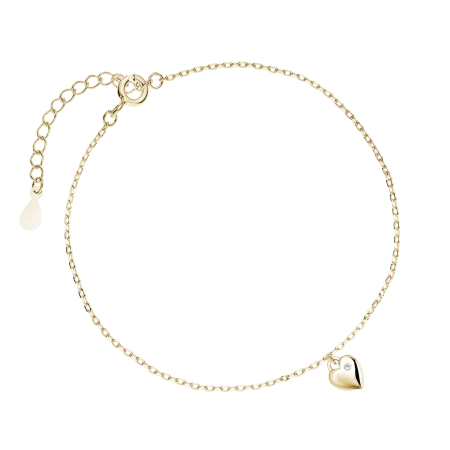 Bransoletka srebrna pozłacana z serduszkiem