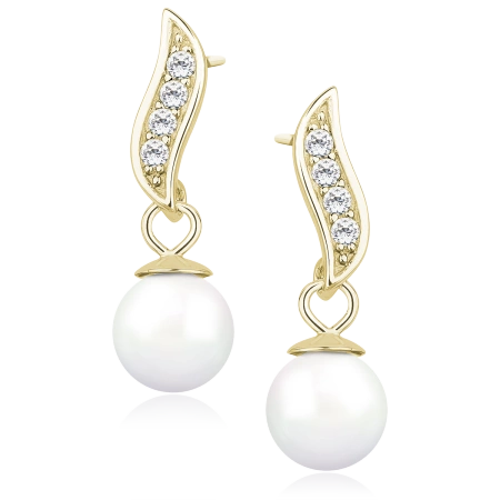 Kolczyki pozłacane z perłą i cyrkoniami