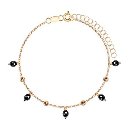 Srebrna bransoletka pozłacana z czarnymi cyrkoniami