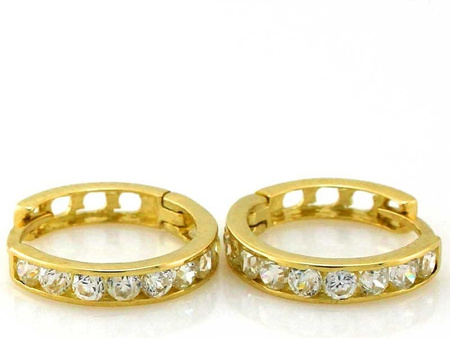 Złote kolczyki kółka z cyrkoniami