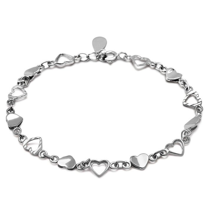Bransoletka srebrna serduszka 