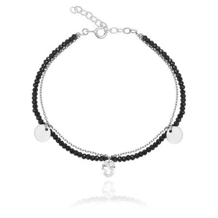 Bransoletka srebrna ze spinelami, kółeczkami i cyrkonią