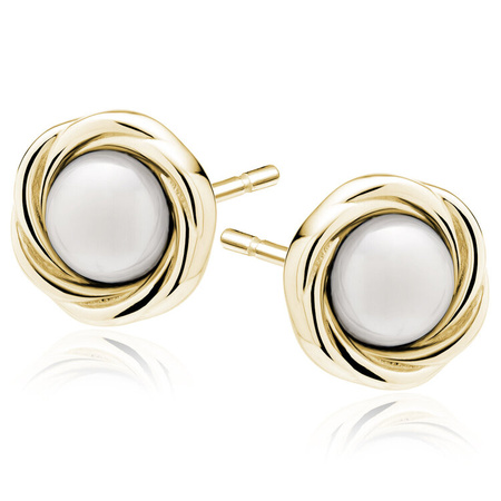 Kolczyki srebrne pozłacane z perłą