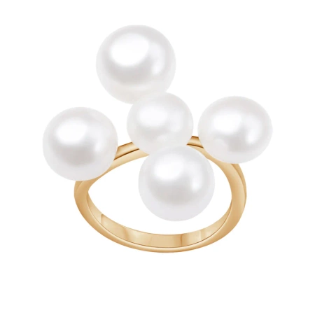 Pierścionek srebro pozłacane perły naturalne