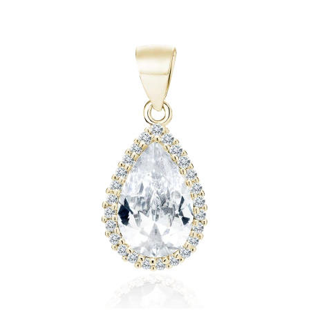 Zawieszka pozłacana z cyrkonią w kształcie kropli