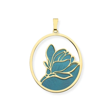 Zawieszka pozłacana kwiat tytan zielony