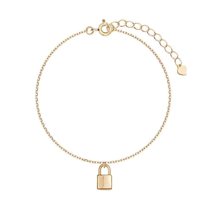 Bransoletka srebrna pozłacana z kłódką