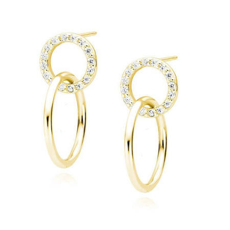 Kolczyki srebrne pozłacane koła z cyrkoniami