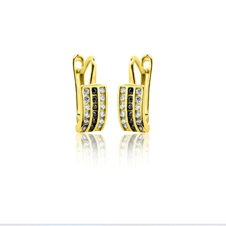 Kolczyki złote wiszące z cyrkoniami