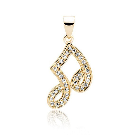 Srebrna pozłacana zawieszka nutki z cyroniami