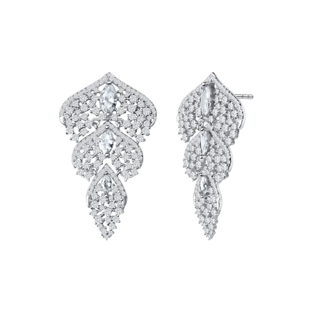 Srebrne duże kolczyki wiszące cyrkonie wieczorowe ślubne