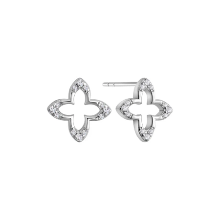 Kolczyki srebrne kwiatki z cyrkoniami
