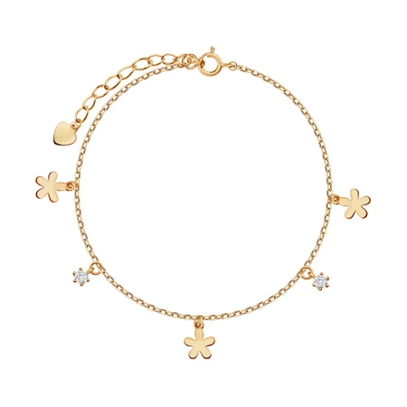 Bransoletka pozłacana kwiatki z cyrkoniami