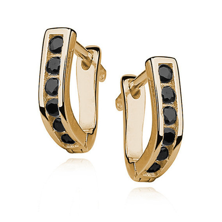 Kolczyki srebrne pozłacane z czarnymi cyrkoniami