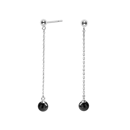 Kolczyki srebrne wiszące łańcuszki z agatem