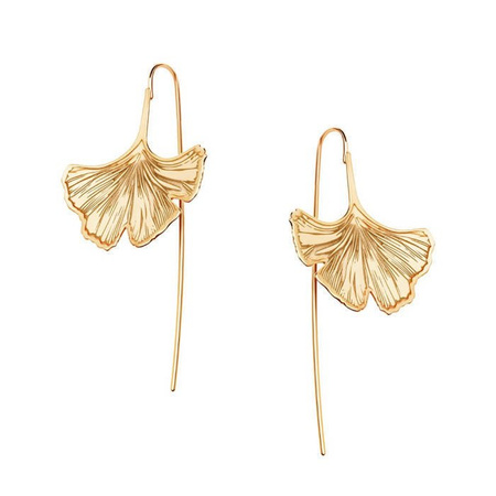 Kolczyki srebrne pozłacane miłorząb duże