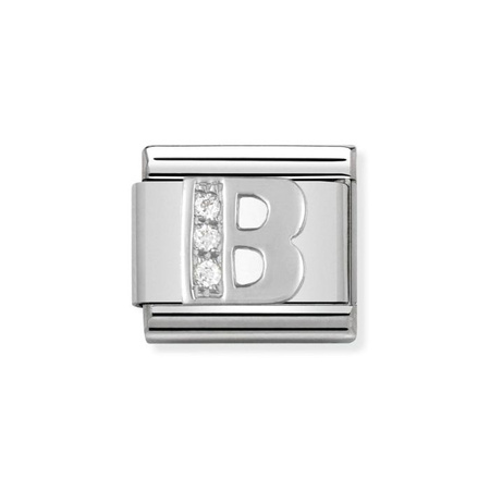 Element link do bransoletek Nomination Composable Stal + Srebro 925 litera B z cyrkoniami
