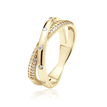 Pierścionek srebrny pozłacany z cyrkoniami