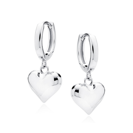 Kolczyki srebrny wiszące serca koła