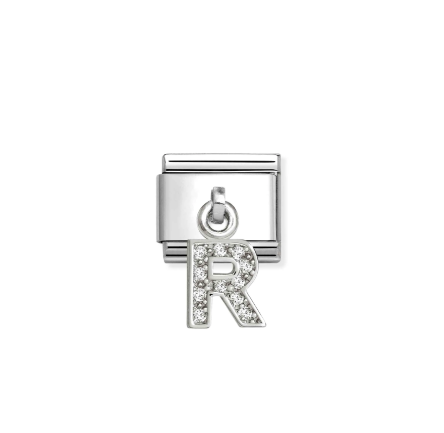Element link do bransoletek Nomination Composable Stal + Srebro 925 litera R z cyrkoniami