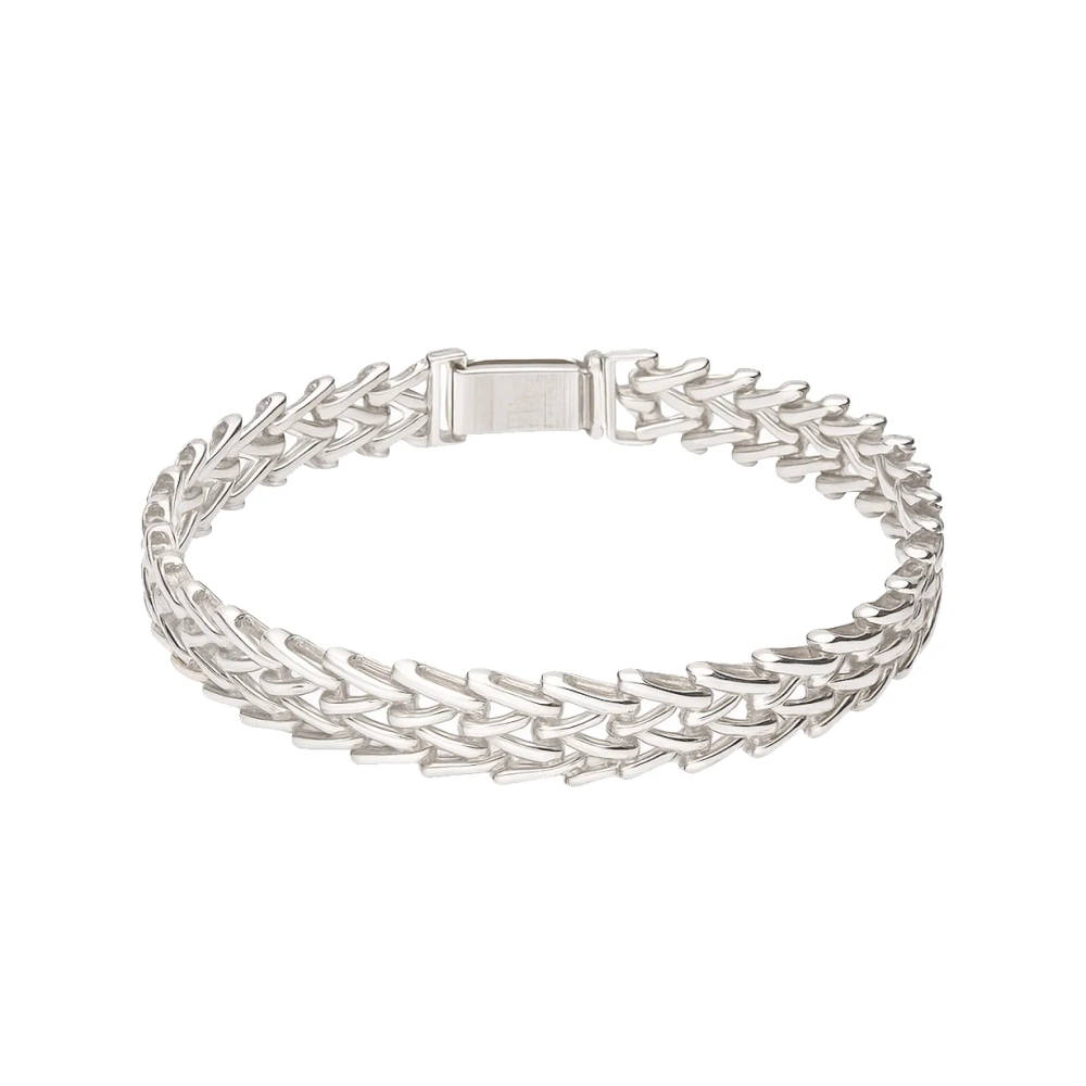 Bransoletka srebrna szeroka plecionka