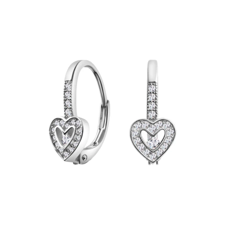 Kolczyki srebrne serca z cyrkoniami