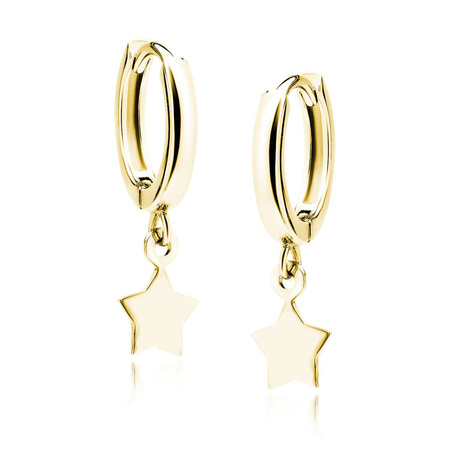 Złote kolczyki kółka z gwiazdkami