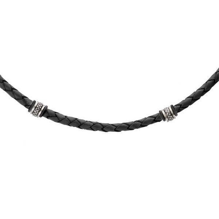 Męski naszyjnik na rzemieniu ze stalą szlachetną